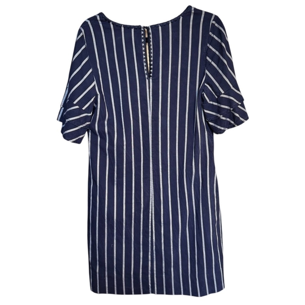 Tommy‎ Bahama Navy White Vista Stripe Flutter Sleeve Dress Size Medium - Picture 8 of 13